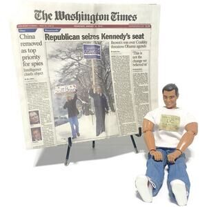 Senator Scott Brown Doll 12 Inch and Washington Times Newspaper January 20 2010